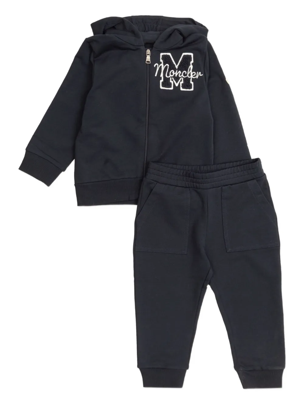 Moncler Enfant Trainingspak met geborduurd logo Blauw