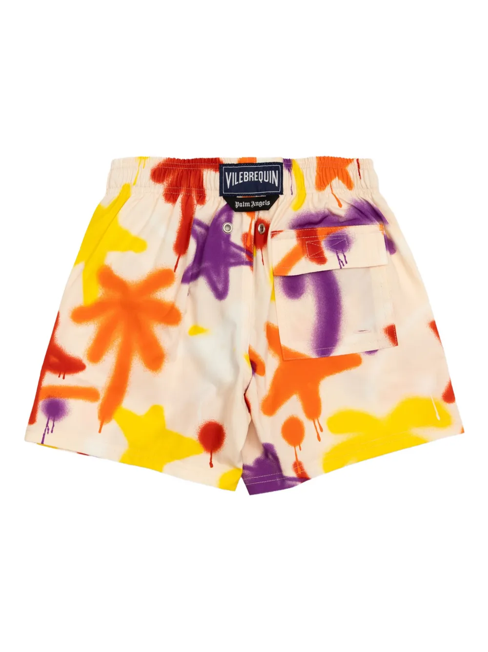 Palm Angels Kids x Vilebrequin zwembroek met verfspray-effect Beige