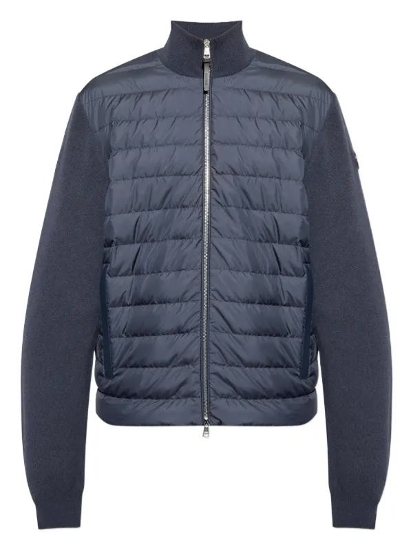 MONCLER キルティングカーディガン Moncler キルティング ニットパネル カーディガン | ブルー