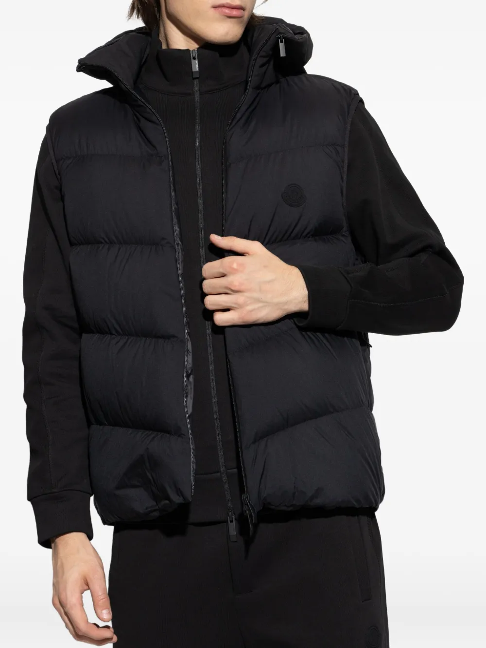 Moncler Bodywarmer met capuchon Zwart