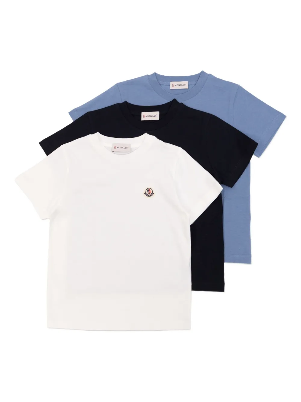 Moncler Enfant logo-patch cotton T-shirts (pack of three) Zwart