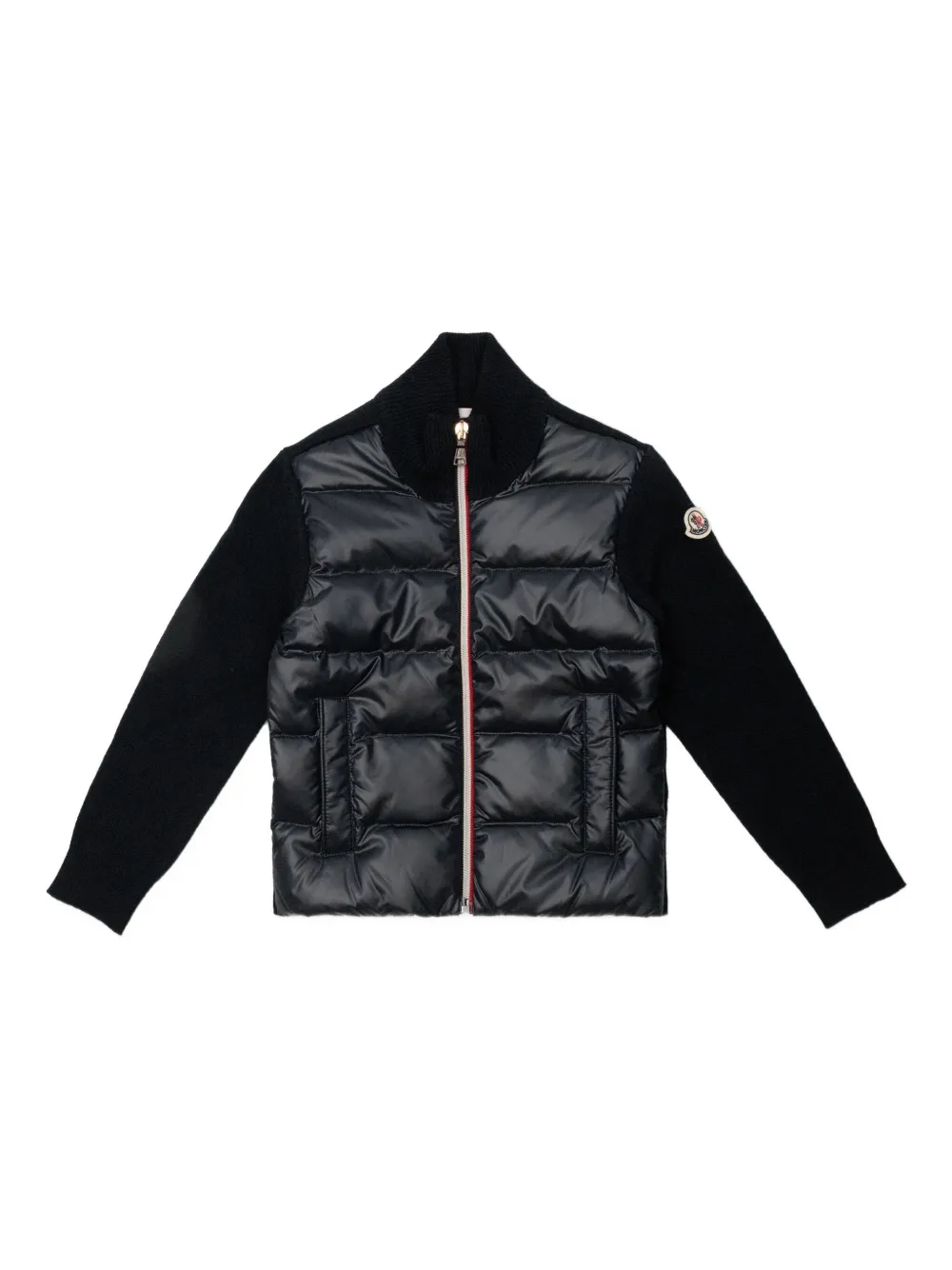 Moncler Enfant quilted panelled cardigan Blauw