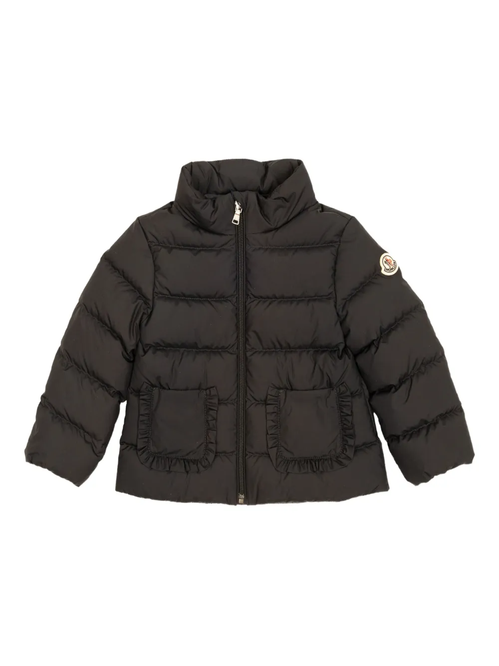 Moncler Enfant Onica gewatteerd jack met ruches Zwart