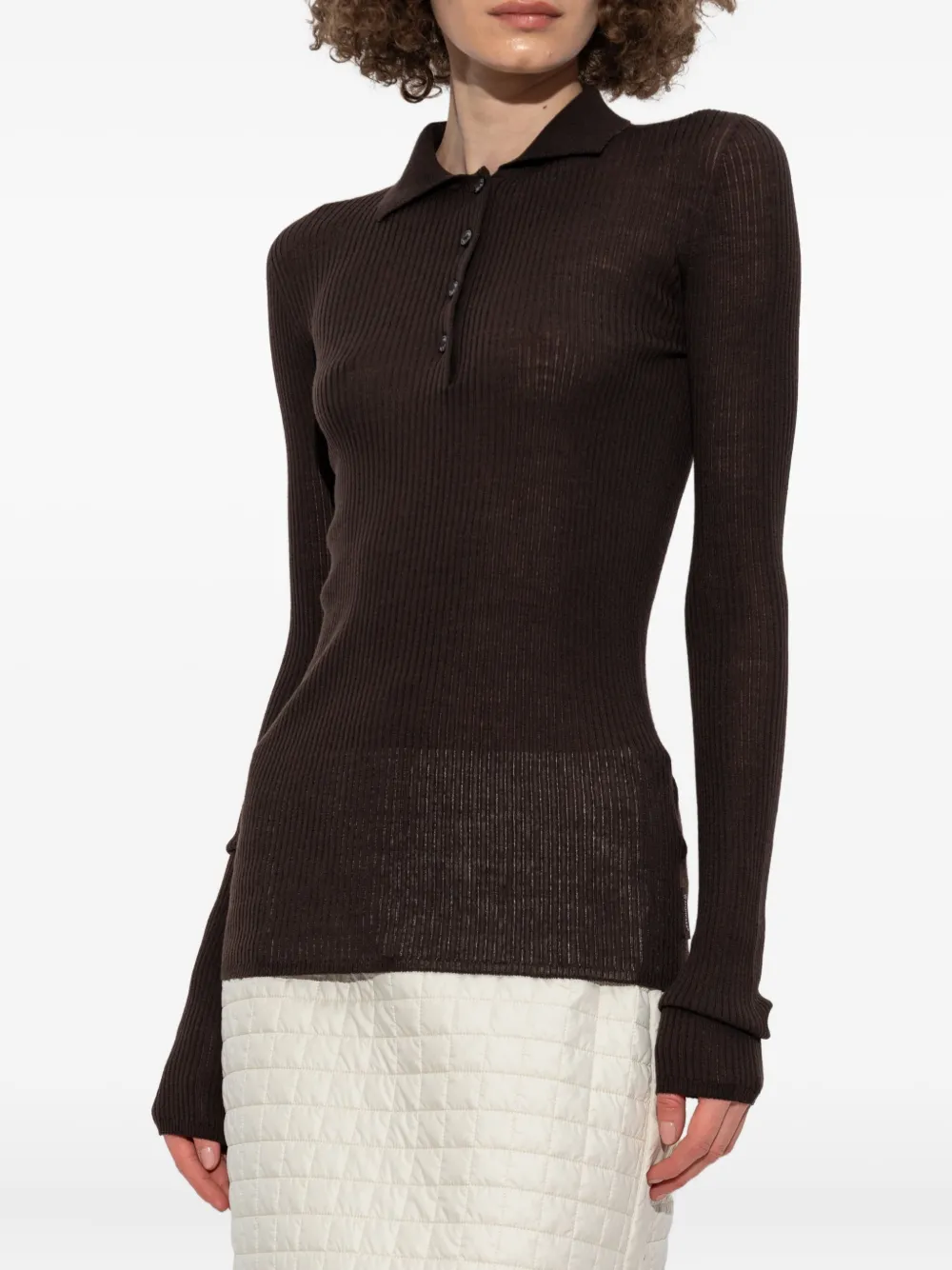 Moncler Geribbelde polotop Bruin
