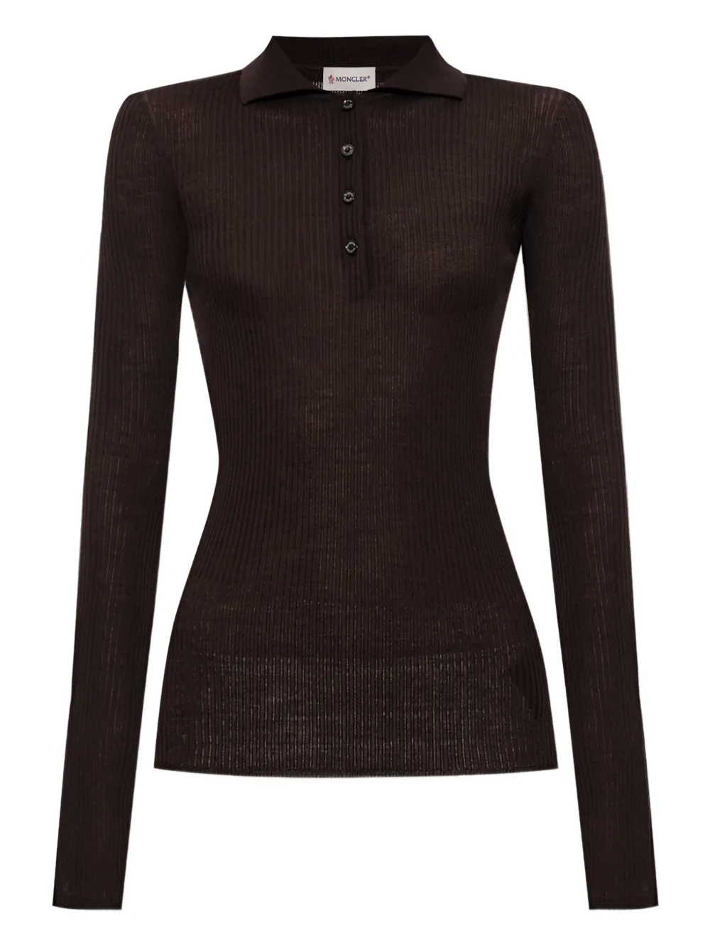 Moncler Geribbelde polotop Bruin