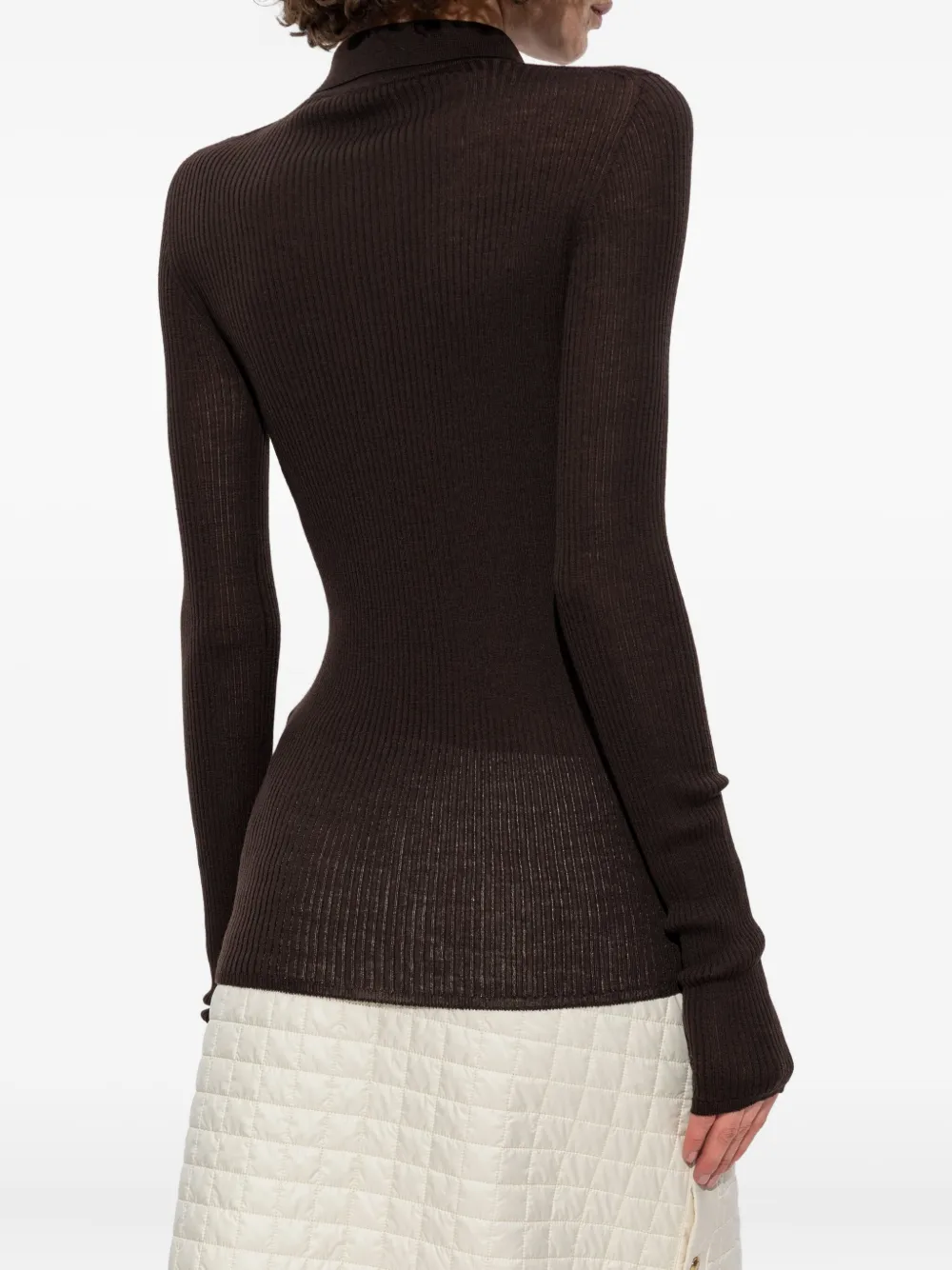 Moncler Geribbelde polotop Bruin