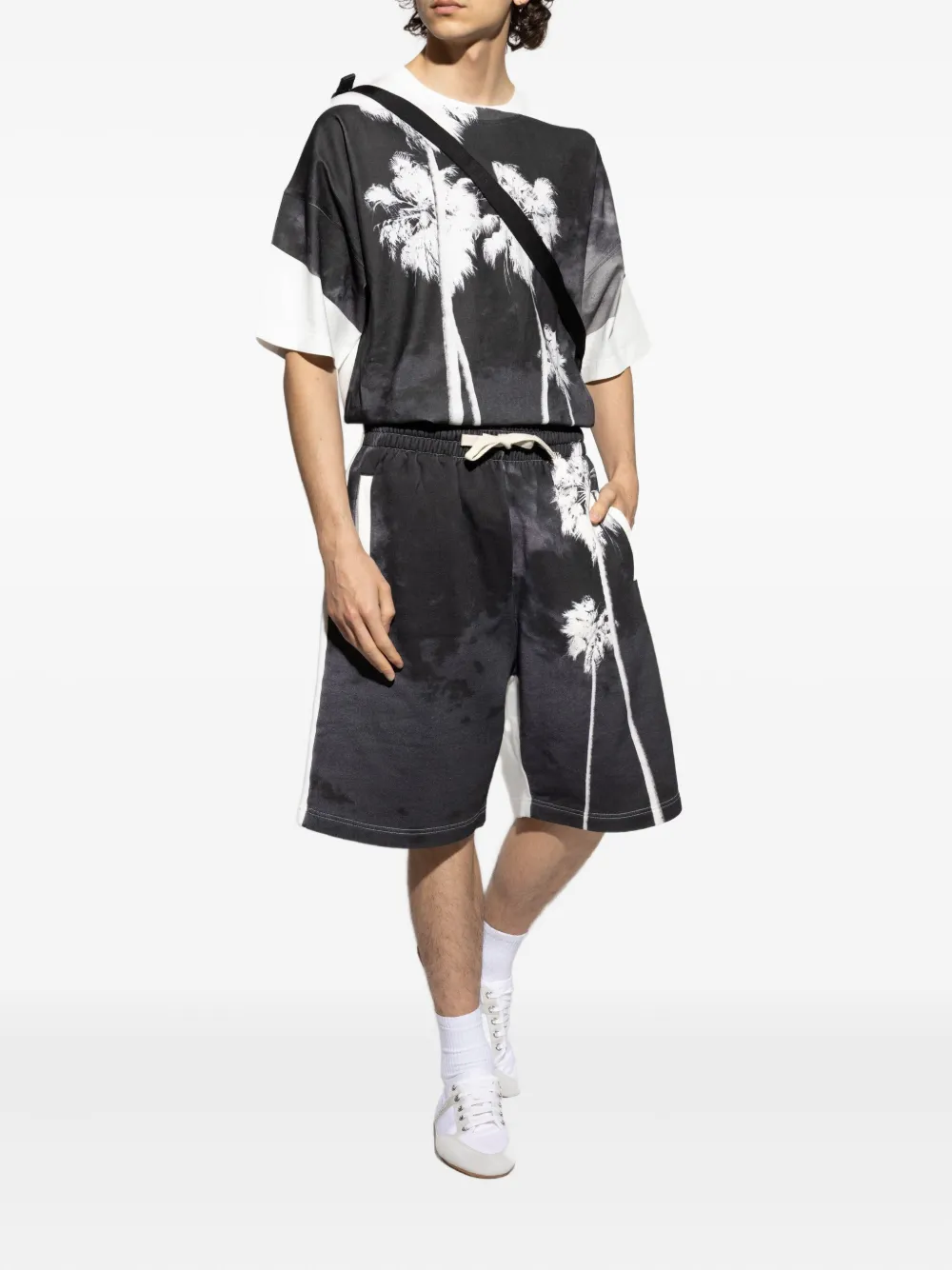 Palm Angels T-shirt met palmprint Zwart