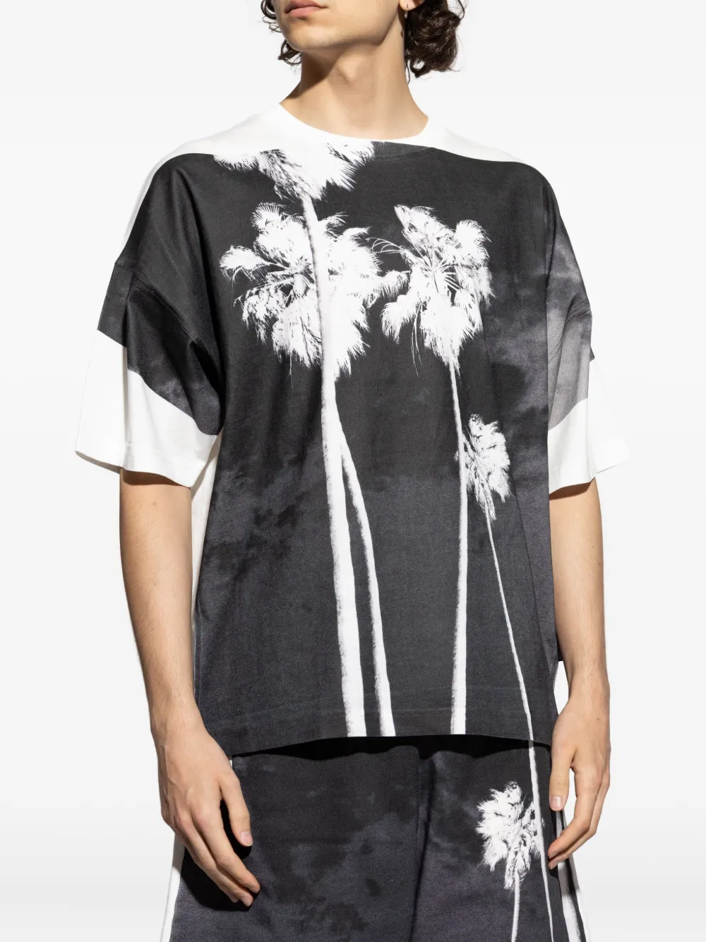 Palm Angels T-shirt met palmprint Zwart