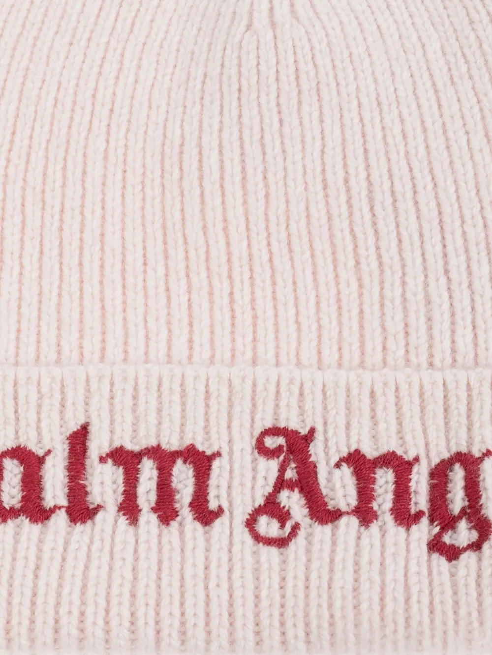 Palm Angels Kids logo-embroidered ribbed beanie Roze