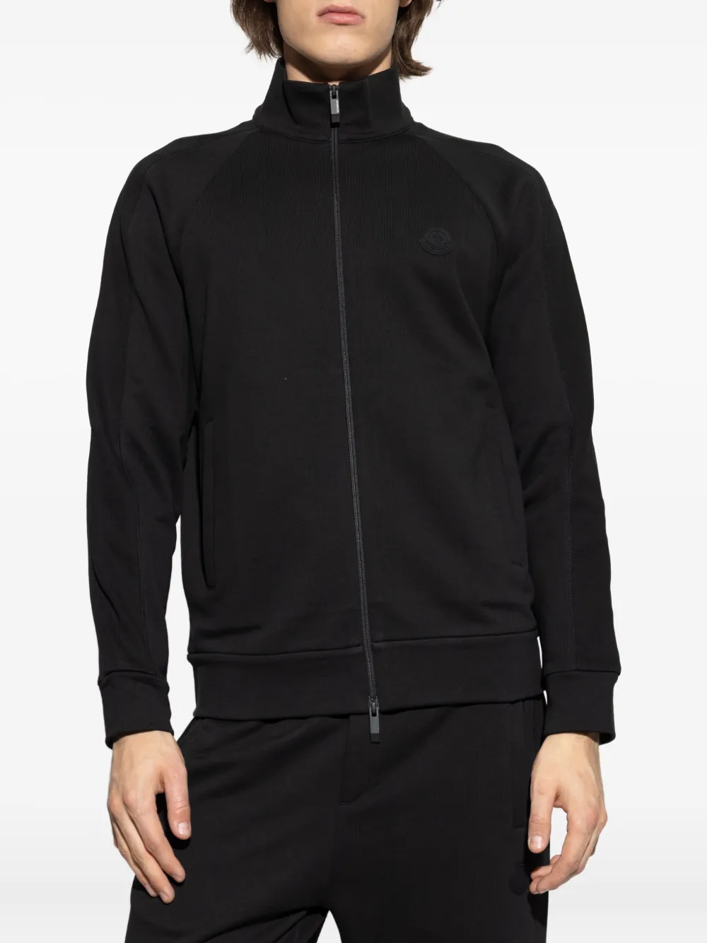 Moncler Sweater met logopatch en rits Zwart