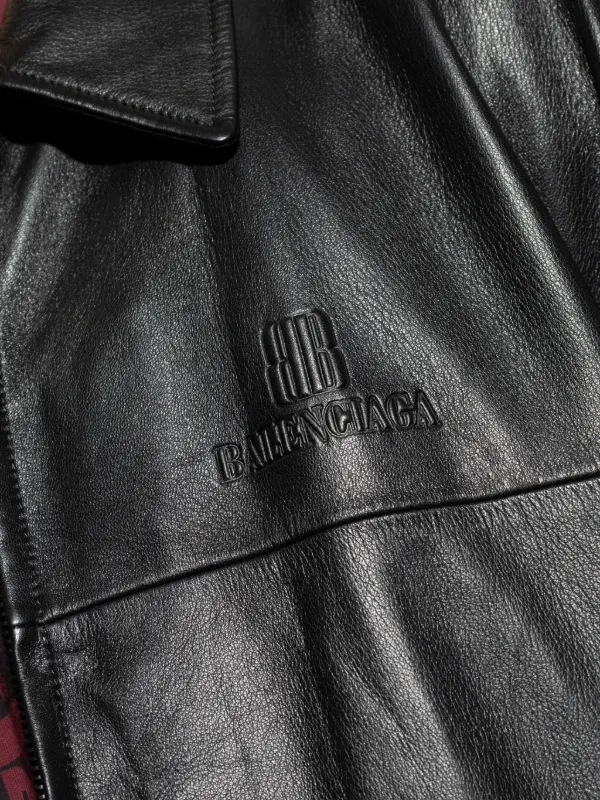 Balenciaga logo-embossed Leather Jacket | FARFETCH CA