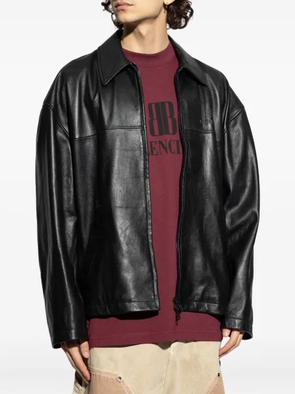 Balenciaga logo-embossed Leather Jacket | FARFETCH ID