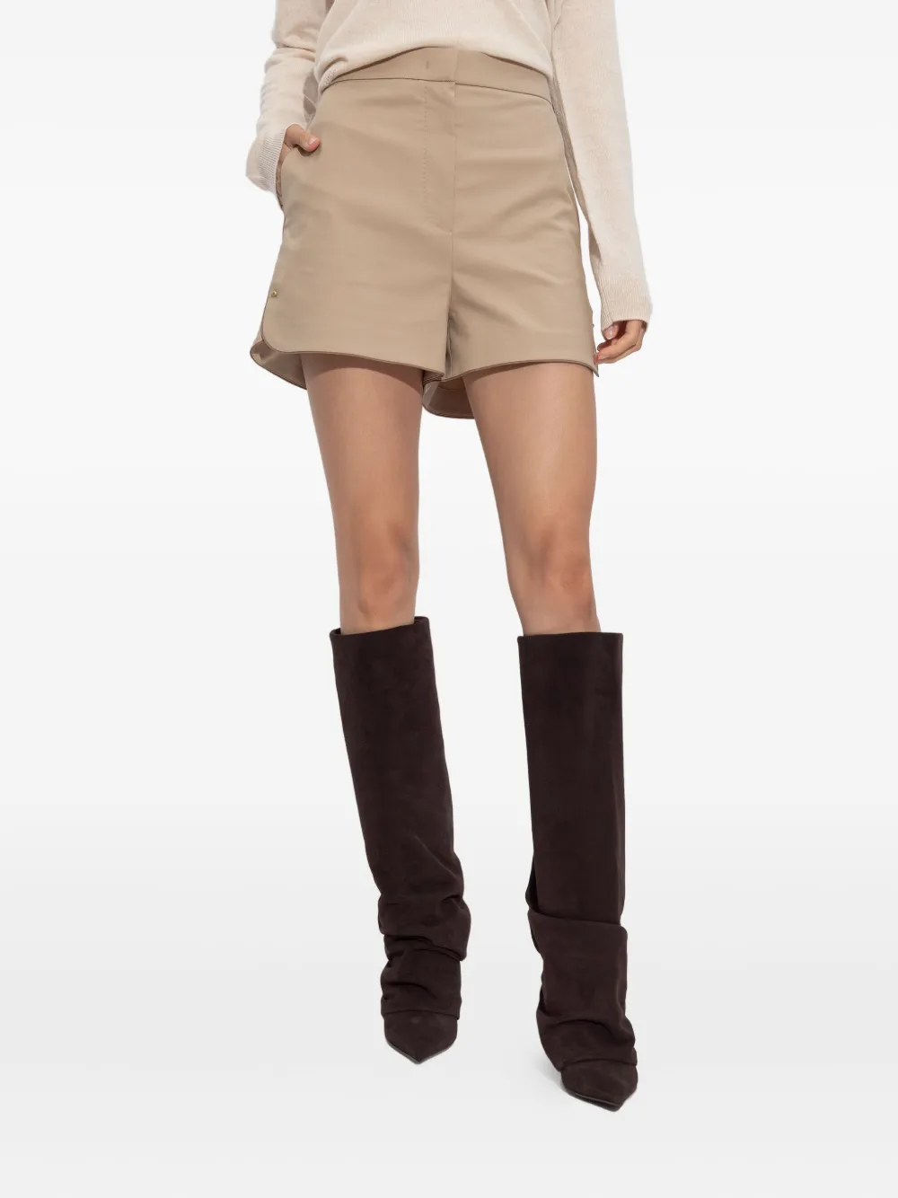 Max Mara Orbita Side-seam Detail Shorts In Brown