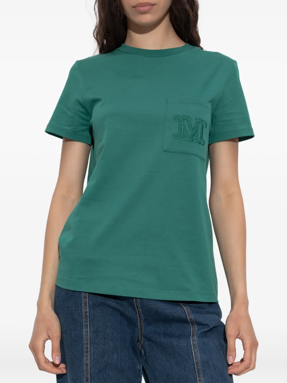 Max Mara T-shirt met geborduurd logo Groen