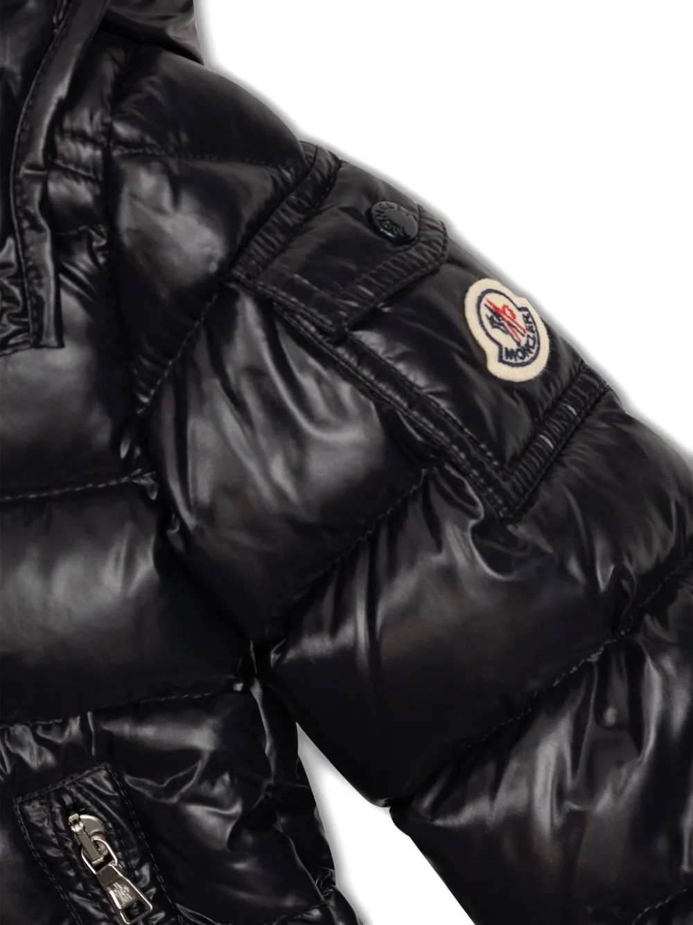 Moncler Enfant Maya gewatteerd jack met capuchon Blauw
