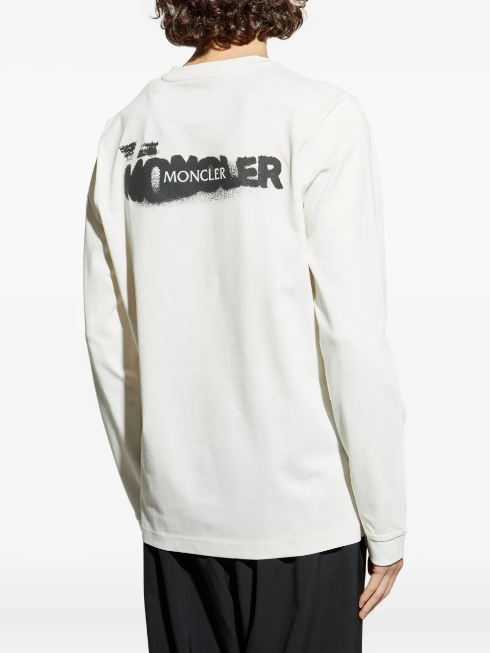 Moncler T-shirt met logopatch en lange mouwen Wit