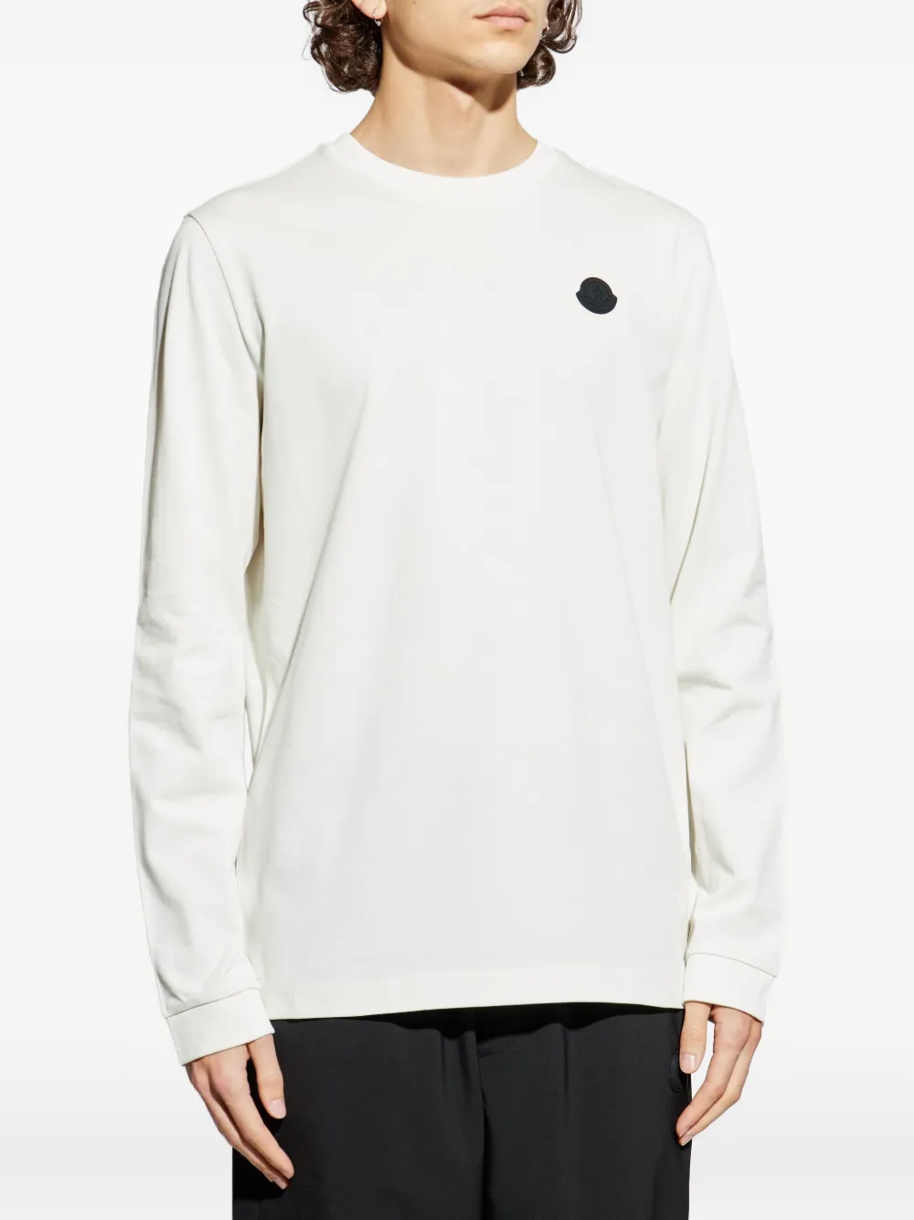 Moncler T-shirt met logopatch en lange mouwen Wit
