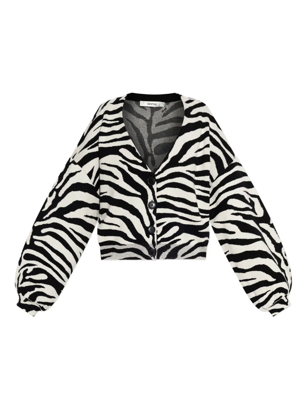 Gestuz Vest met zebraprint en ballonmouwen BLACK BIRCH TIGER