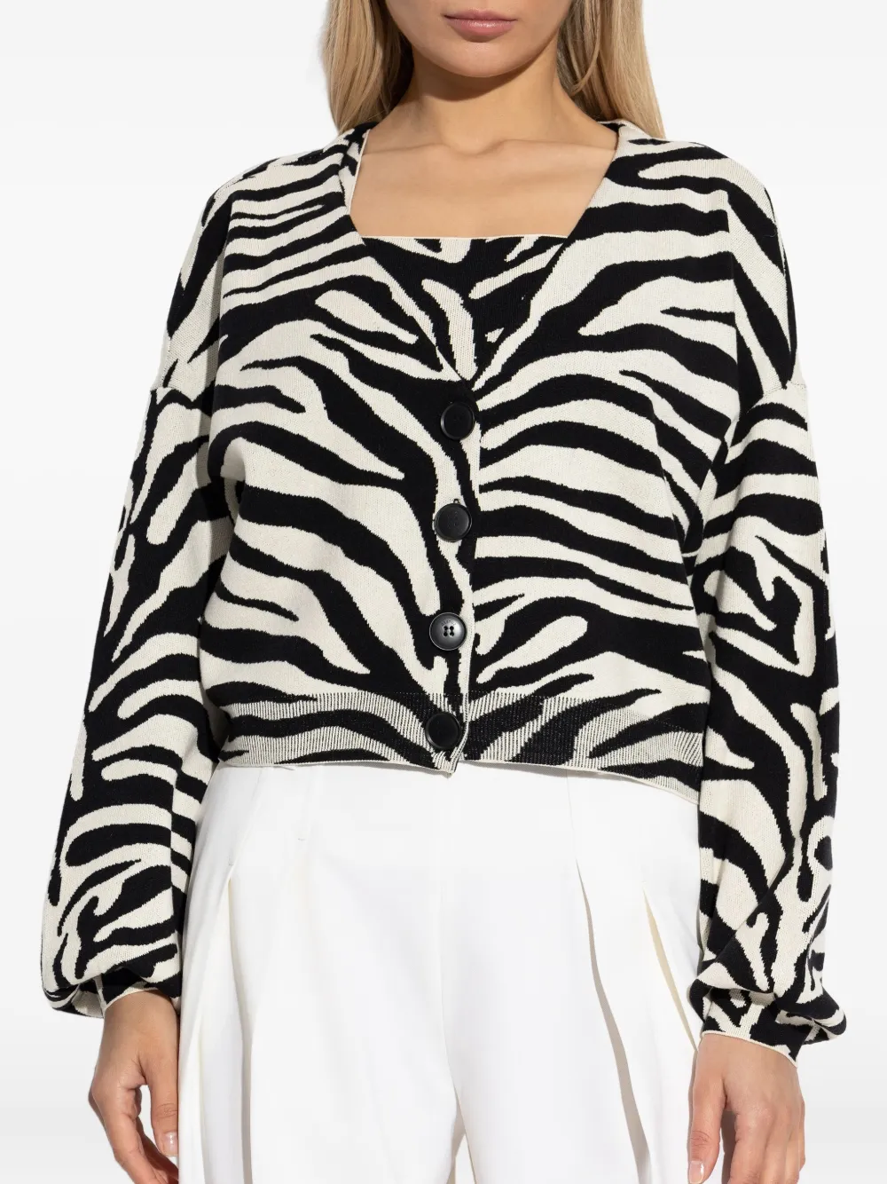 Gestuz Vest met zebraprint en ballonmouwen BLACK BIRCH TIGER