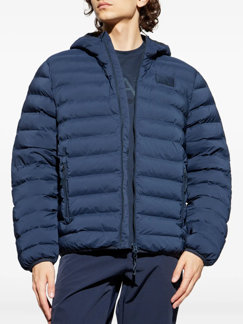 Ea7 Emporio Armani Gevoerd jack met capuchon Blauw