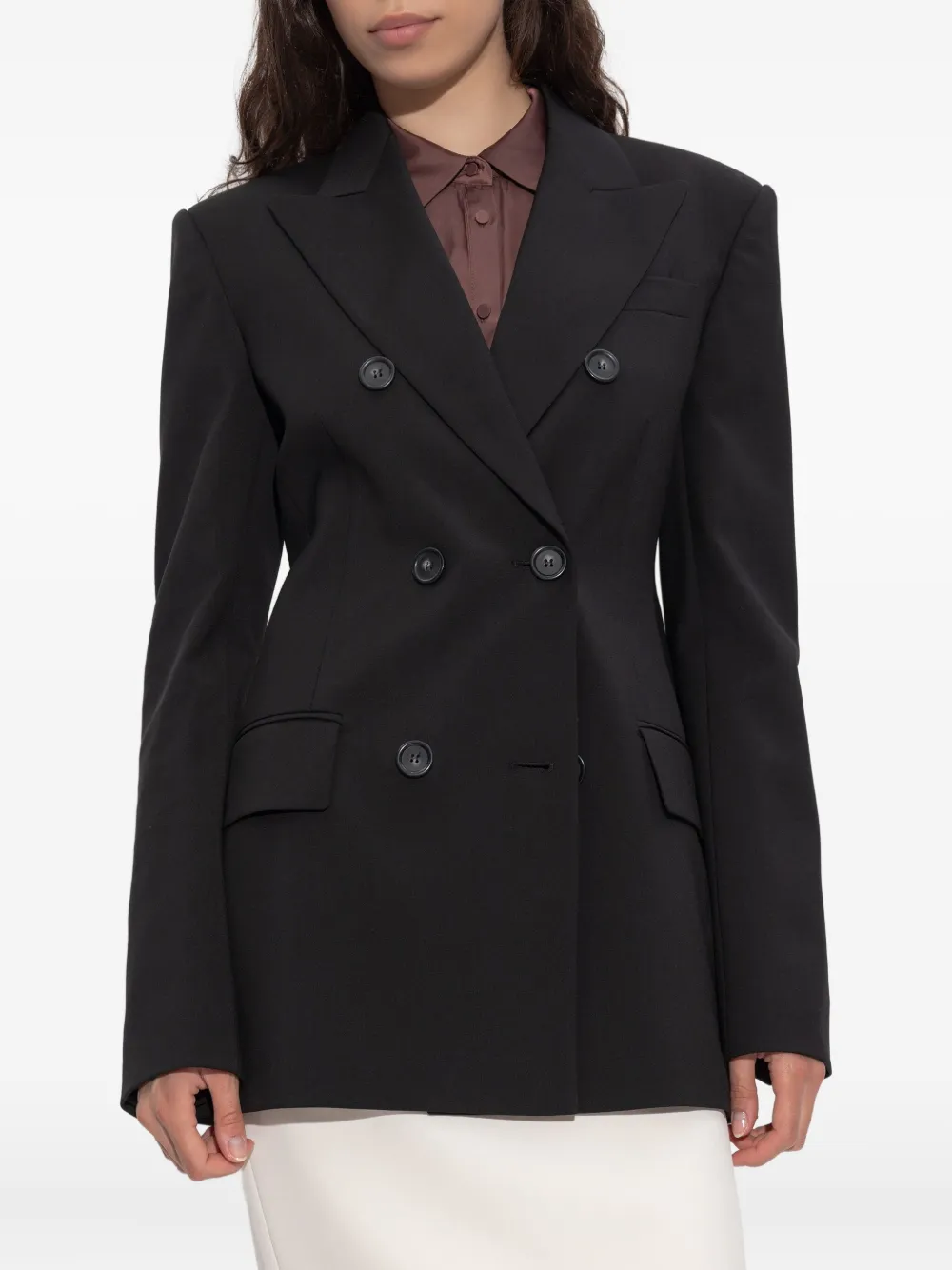 Sportmax Wollen blazer met dubbele rij knopen Zwart