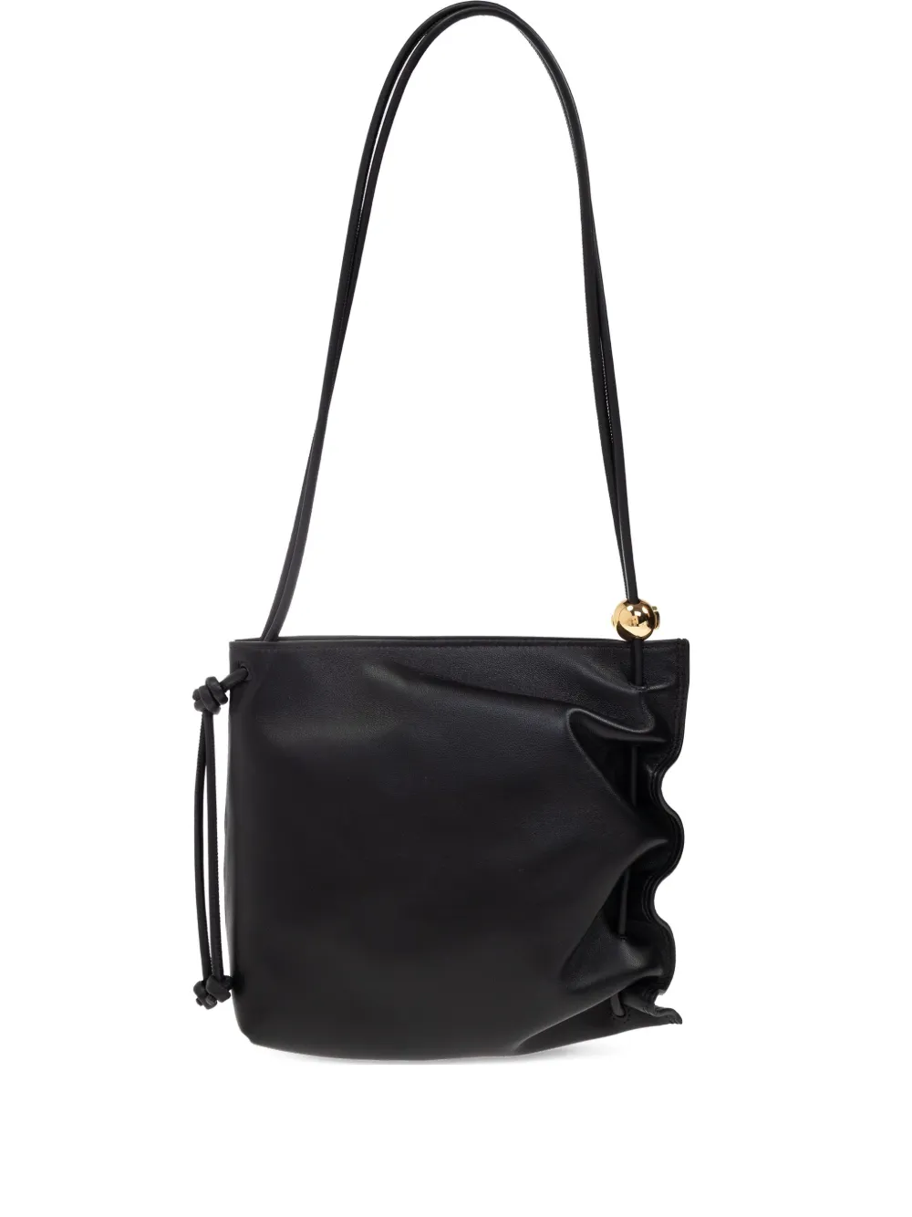 Furla ruched leather shoulder bag Zwart