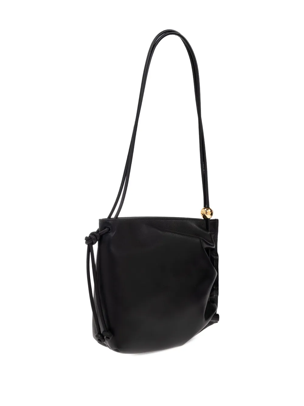 Furla ruched leather shoulder bag Zwart