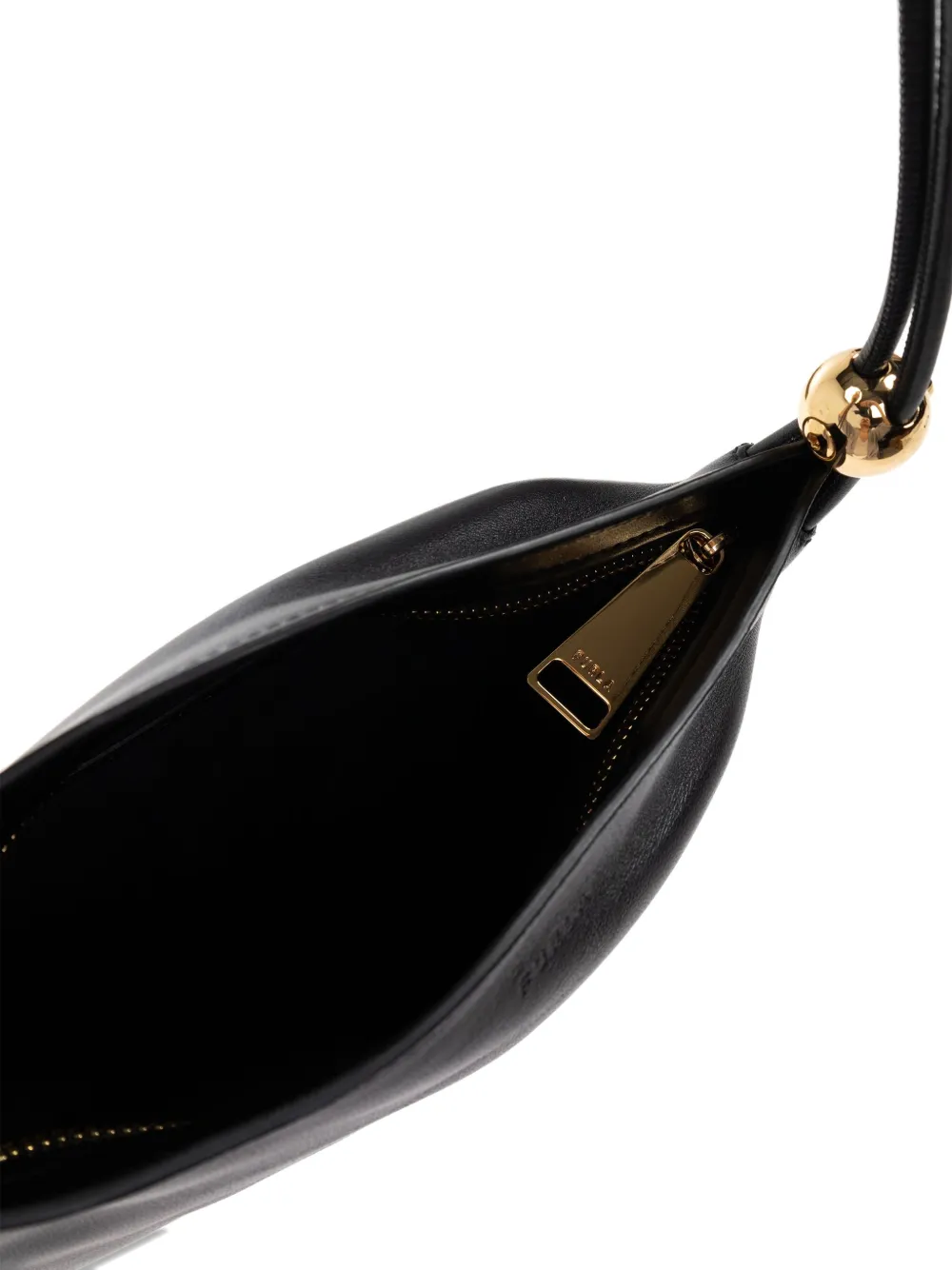 Furla ruched leather shoulder bag Zwart