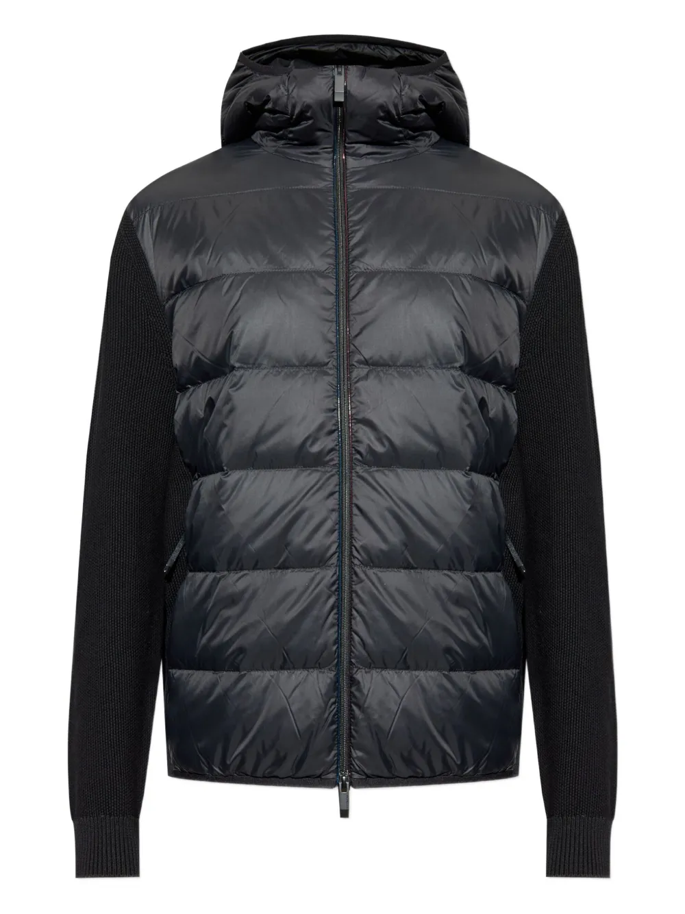Moncler panelled hooded jacket Zwart