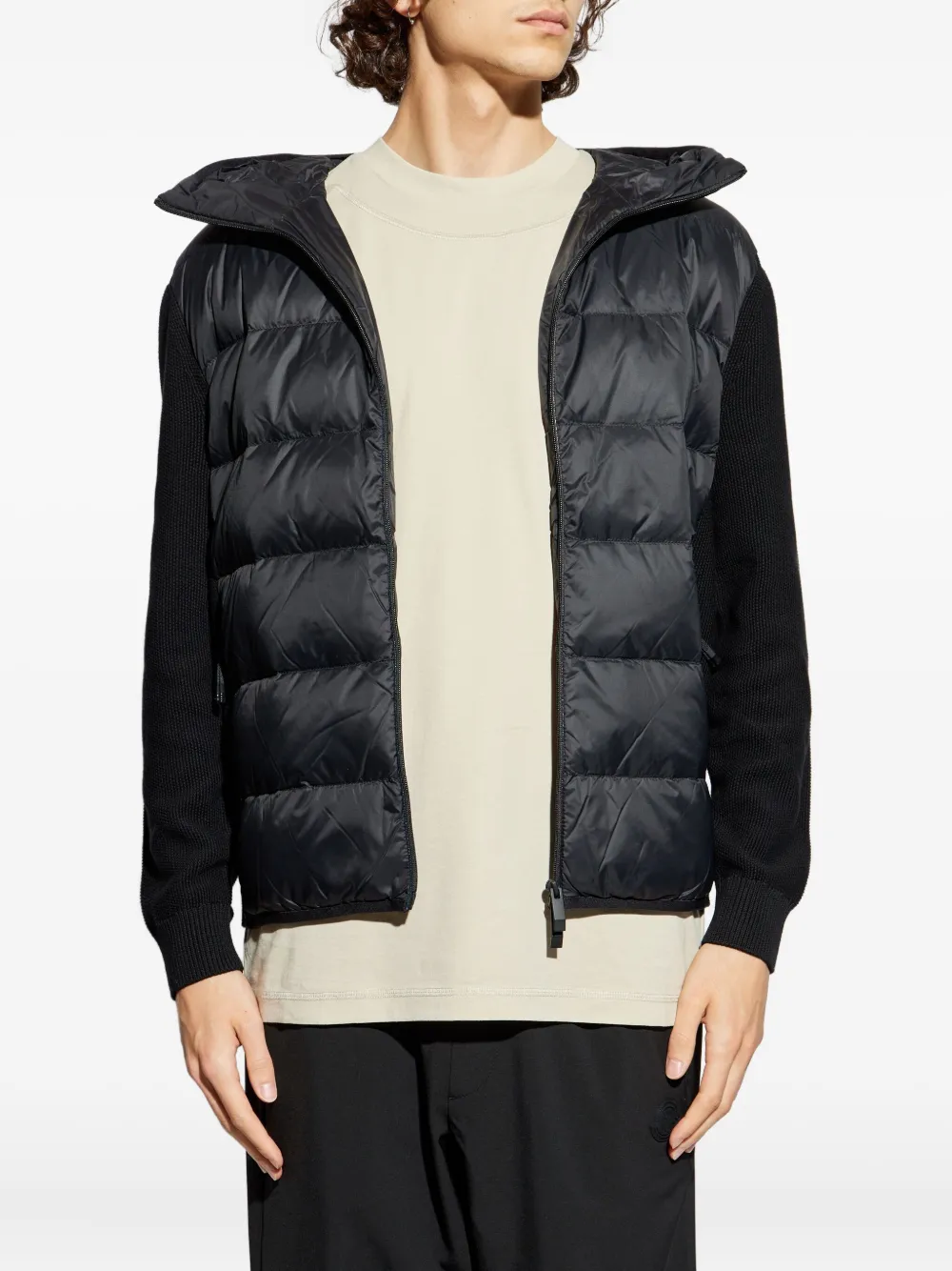 Moncler Jack met capuchon en vlakken Zwart