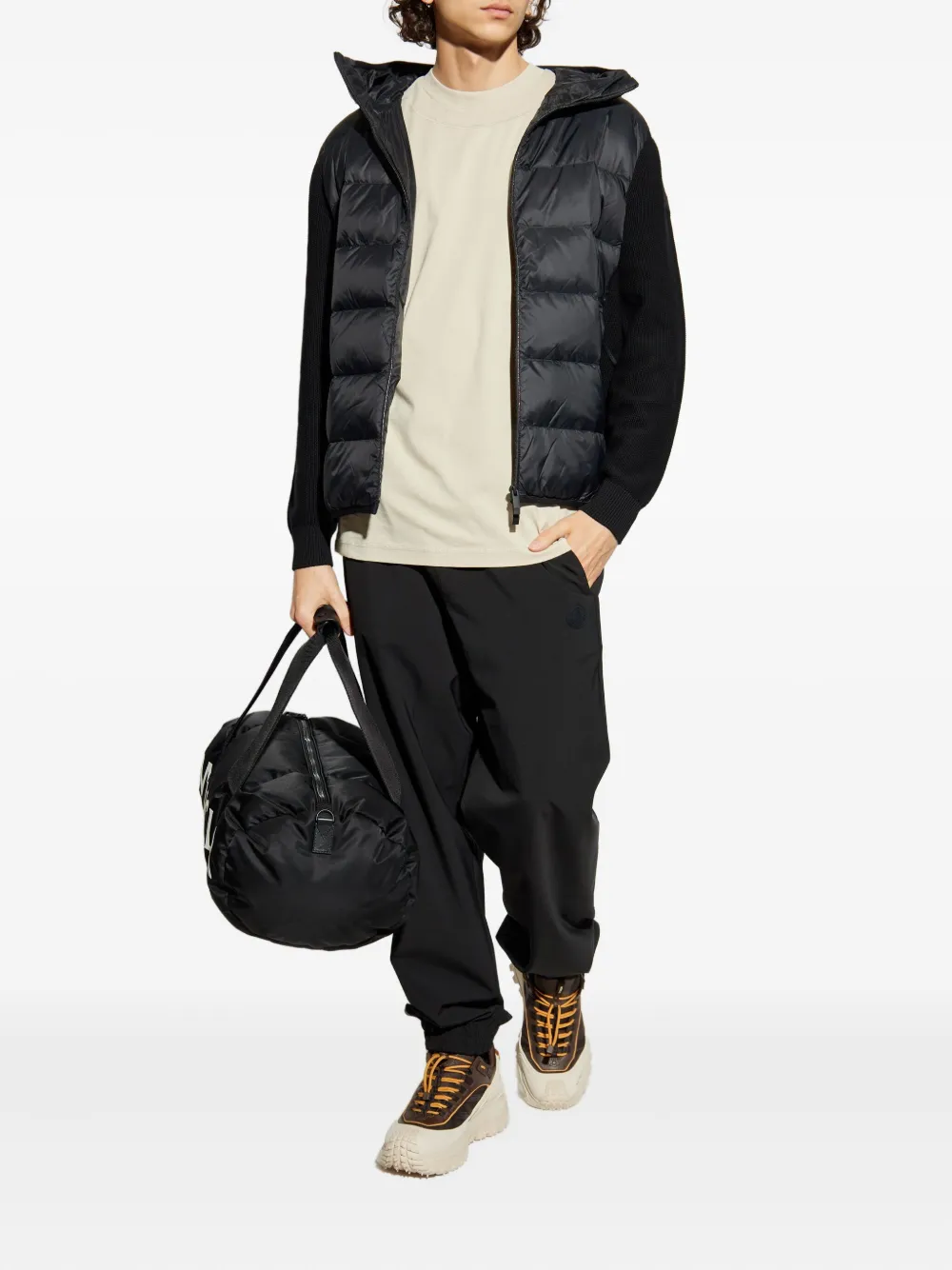 Moncler Jack met capuchon en vlakken Zwart