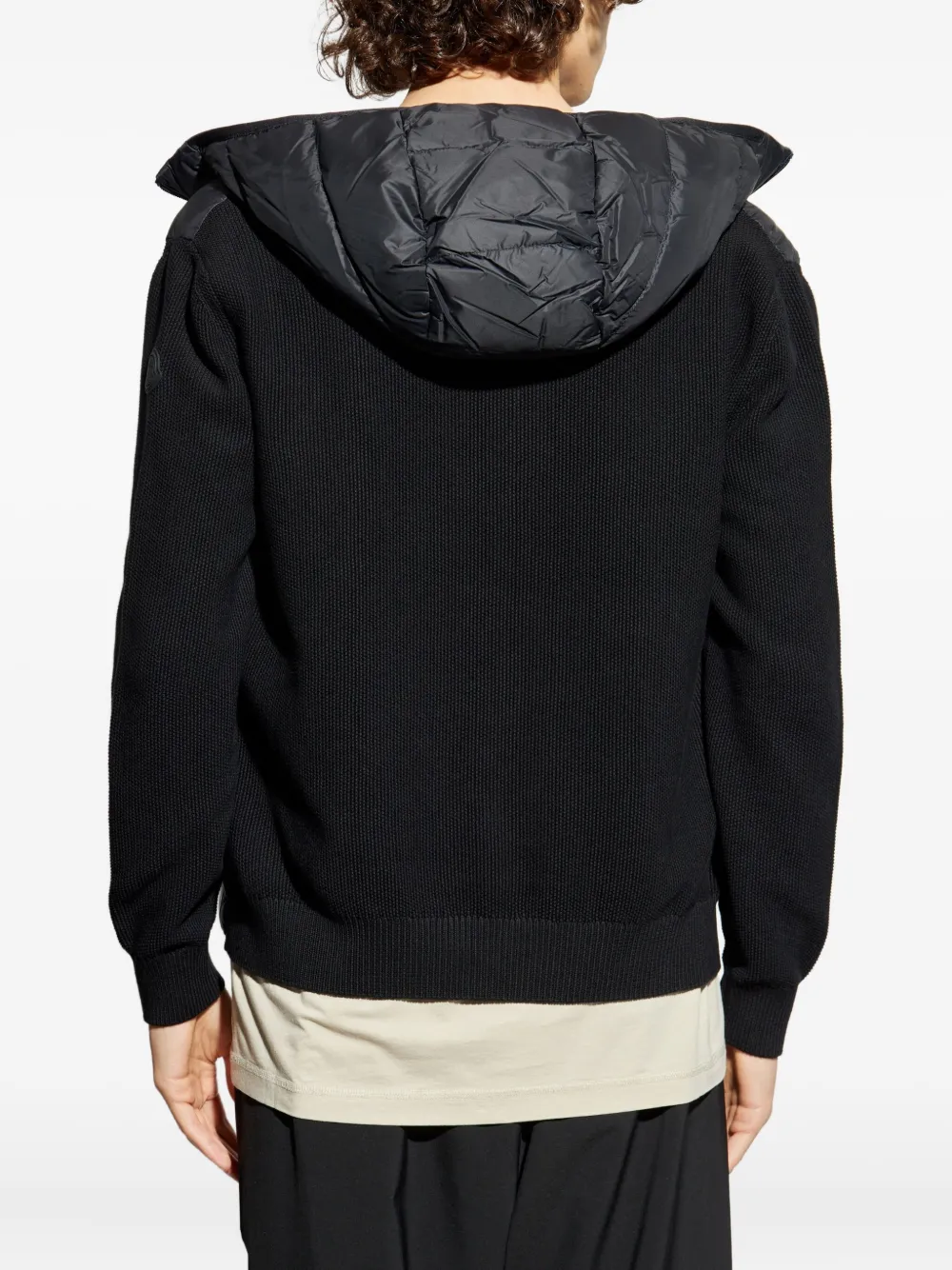 Moncler Jack met capuchon en vlakken Zwart