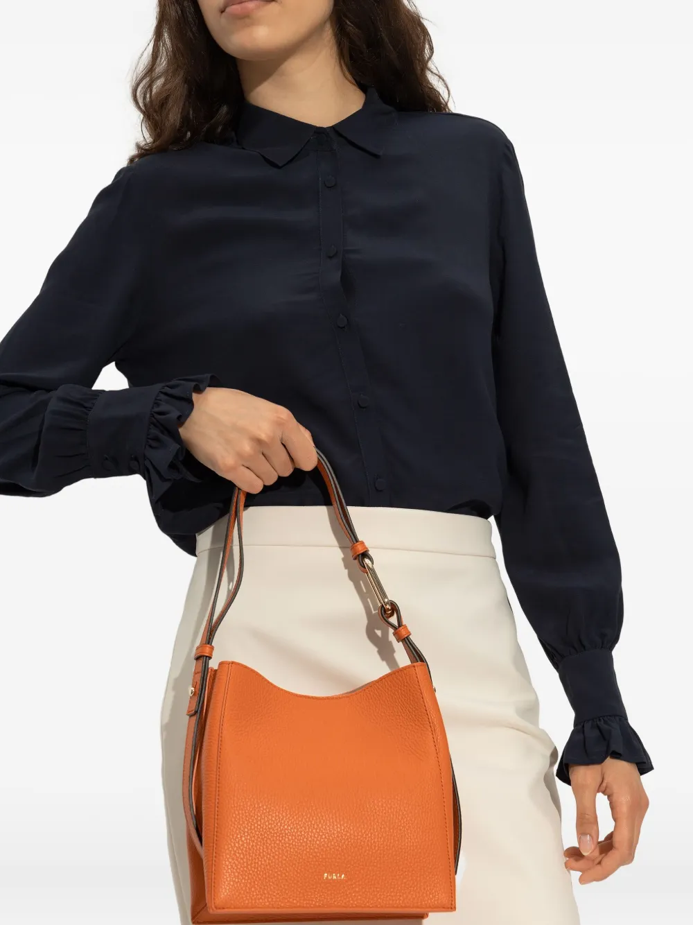 Furla mini Nuvola leather tote bag Oranje