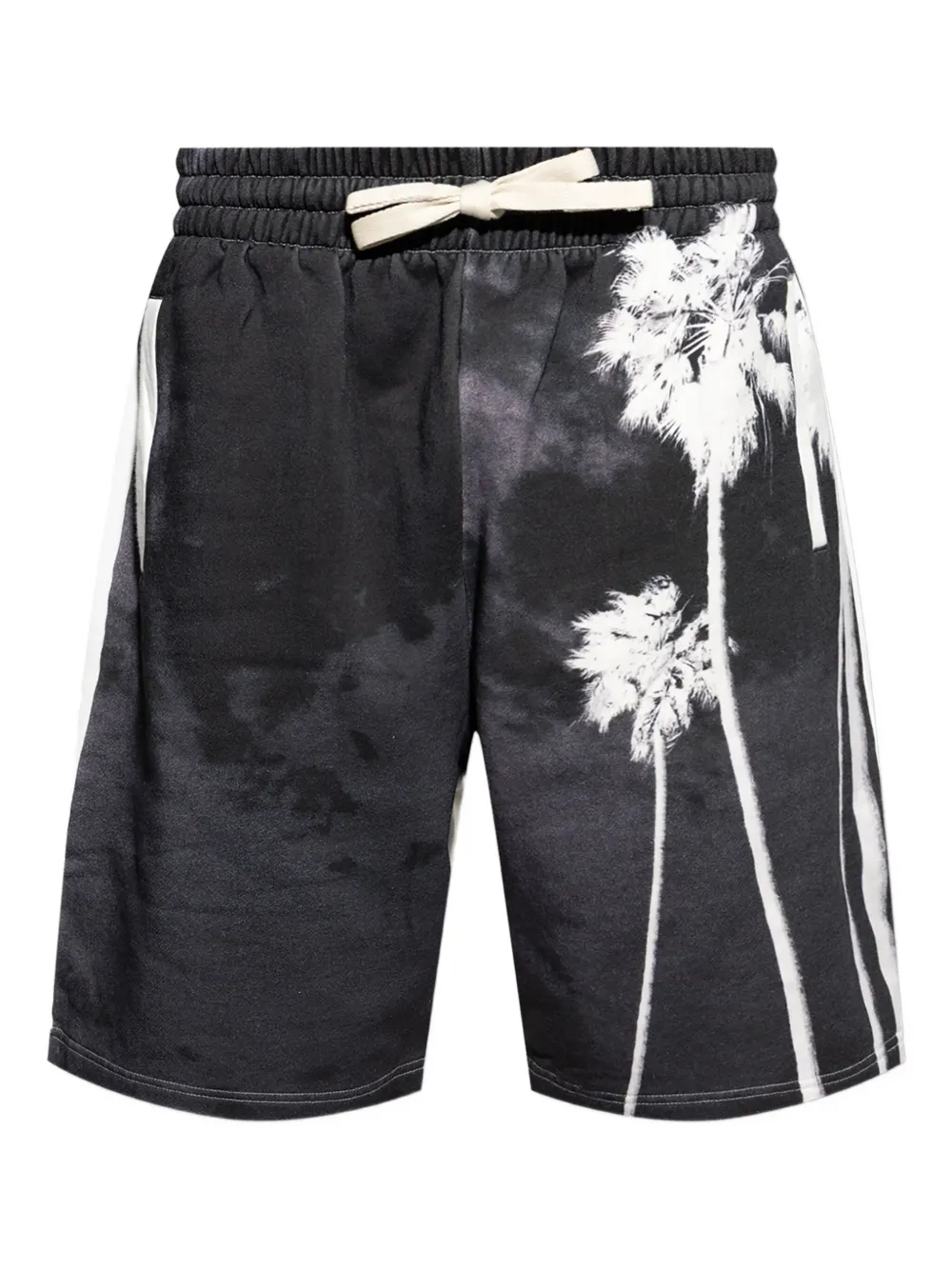 Palm Angels Shorts met palmboomprint en trekkoord Zwart