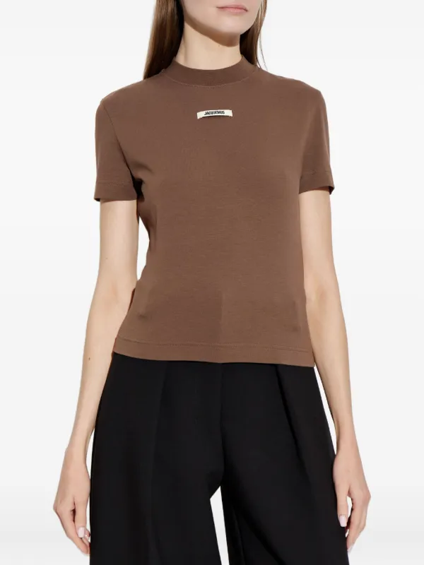 トップス JACQUEMUS RESORT Shirts Brown Jacquemus logo-patch T-shirt | Brown | FARFETCH