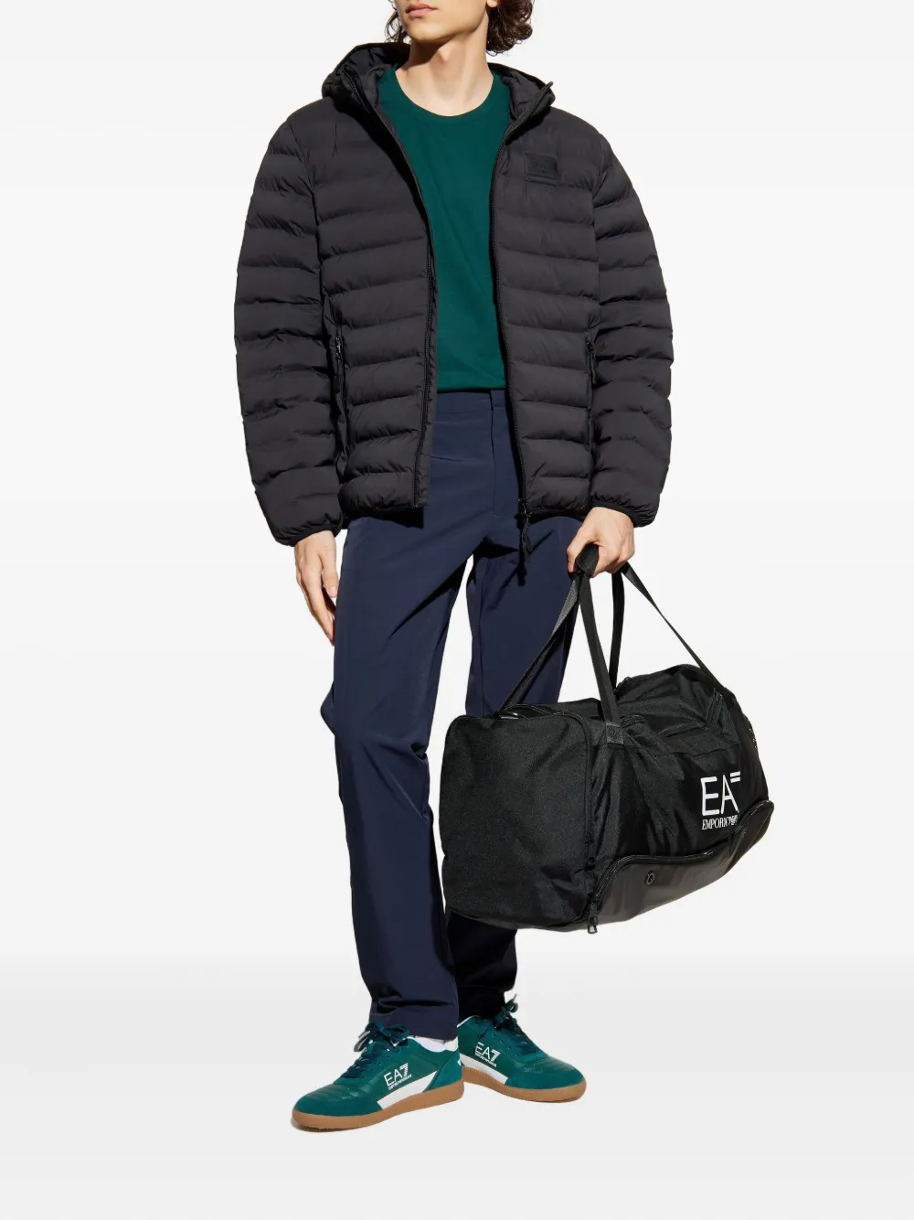 Ea7 Emporio Armani Gewatteerd jack met logopatch Zwart