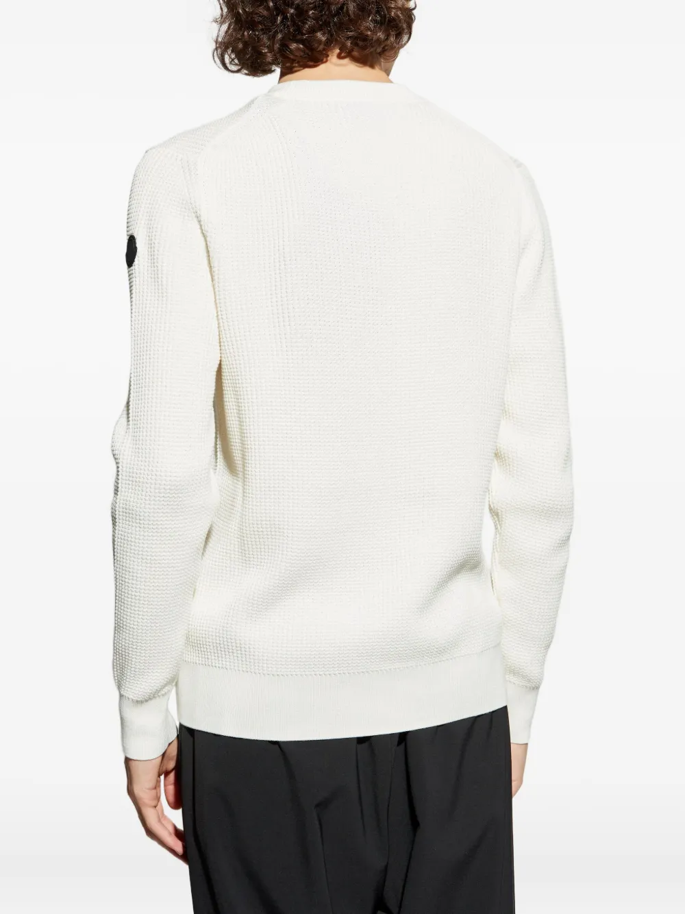Moncler Wafelgebreide trui met logopatch 031 WHITE