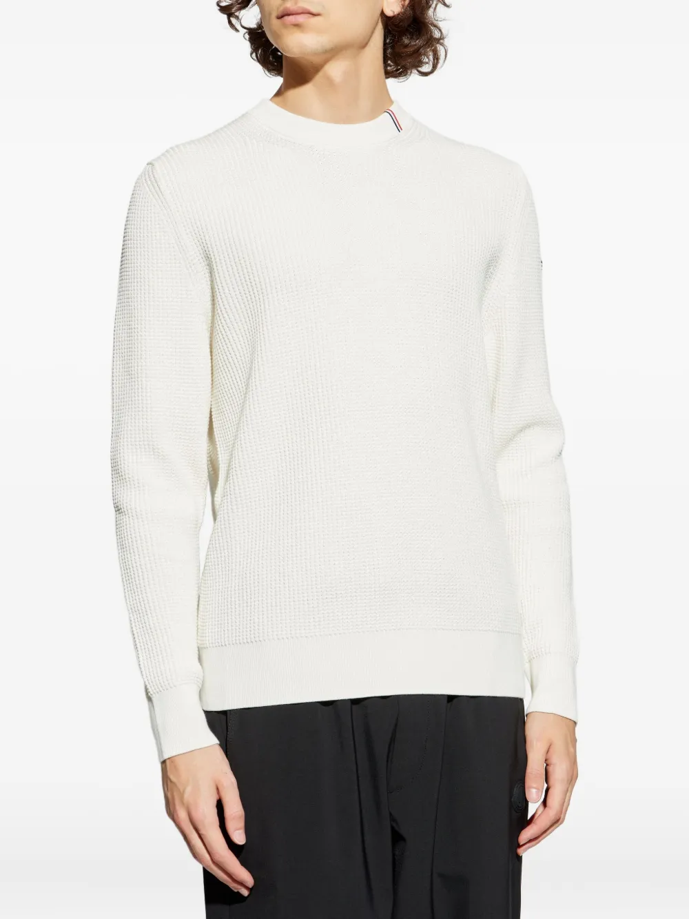 Moncler Wafelgebreide trui met logopatch 031 WHITE