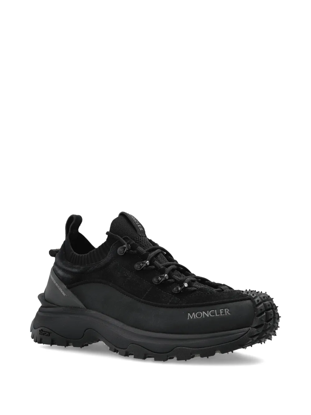 Moncler knitted-panel lace-up trainers Black