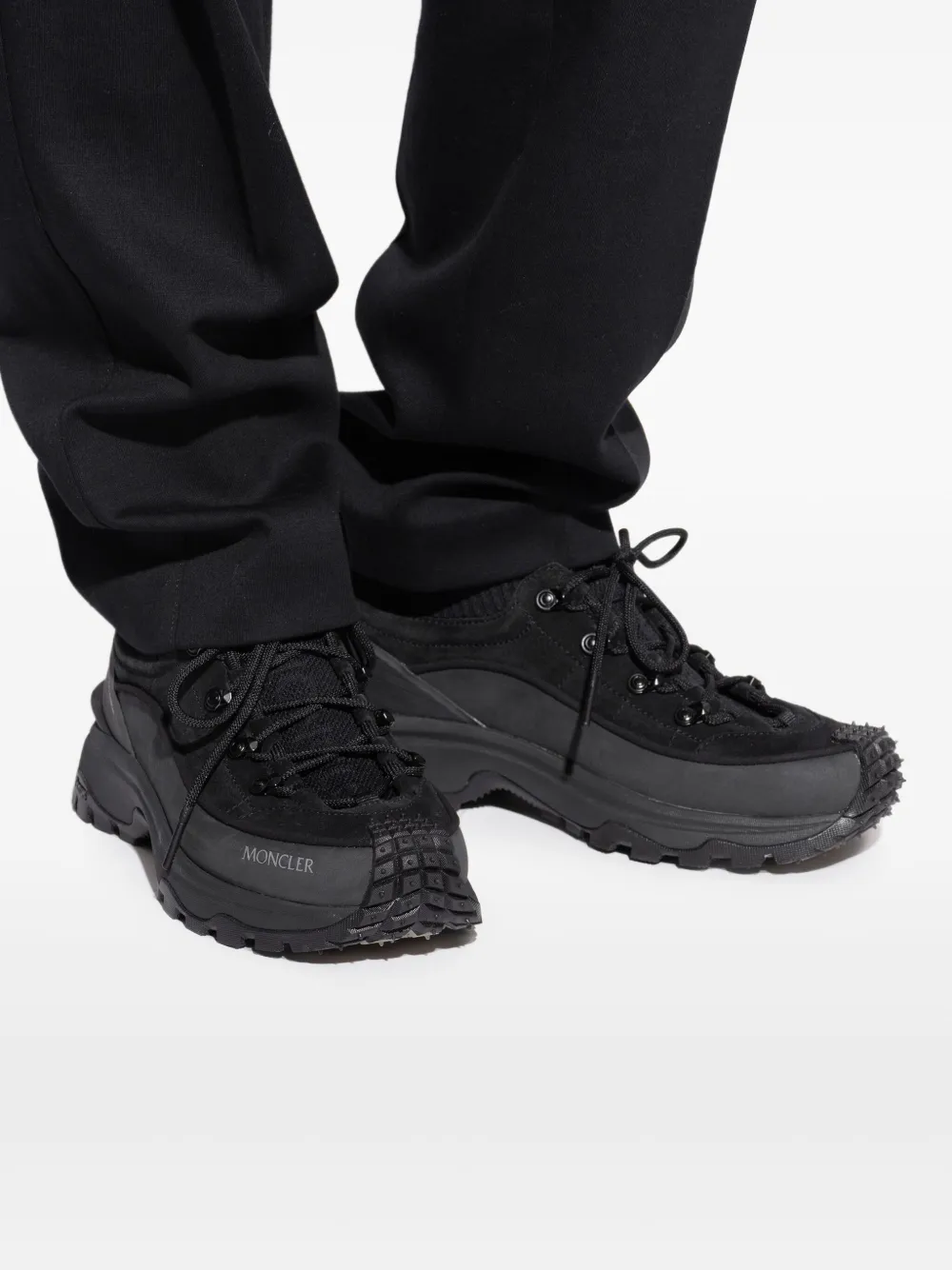 Moncler knitted-panel lace-up trainers Black