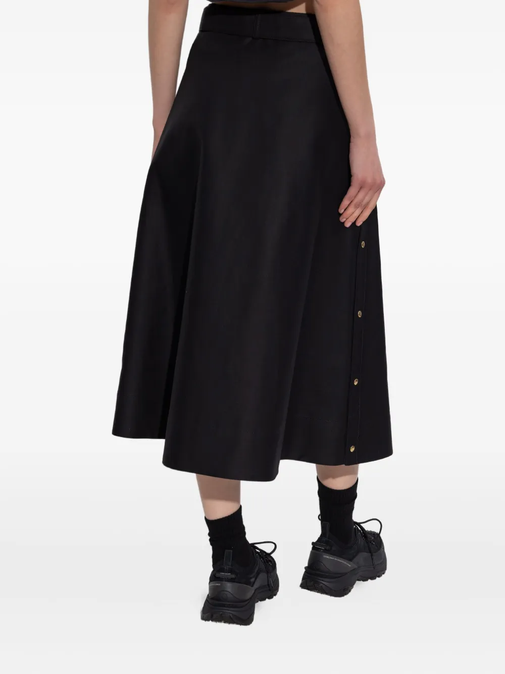 Moncler Midi-rok met knoopsluiting en ceintuur Zwart