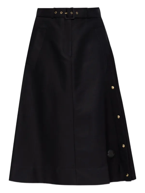 Moncler Belted Button-fastening Midi Skirt in Black