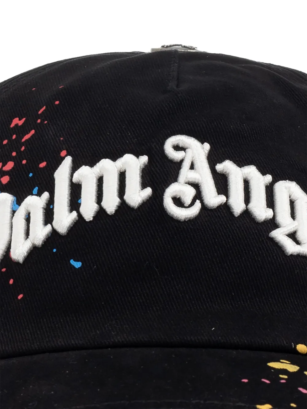 Palm Angels Pet met geborduurd logo en verfspatten Zwart