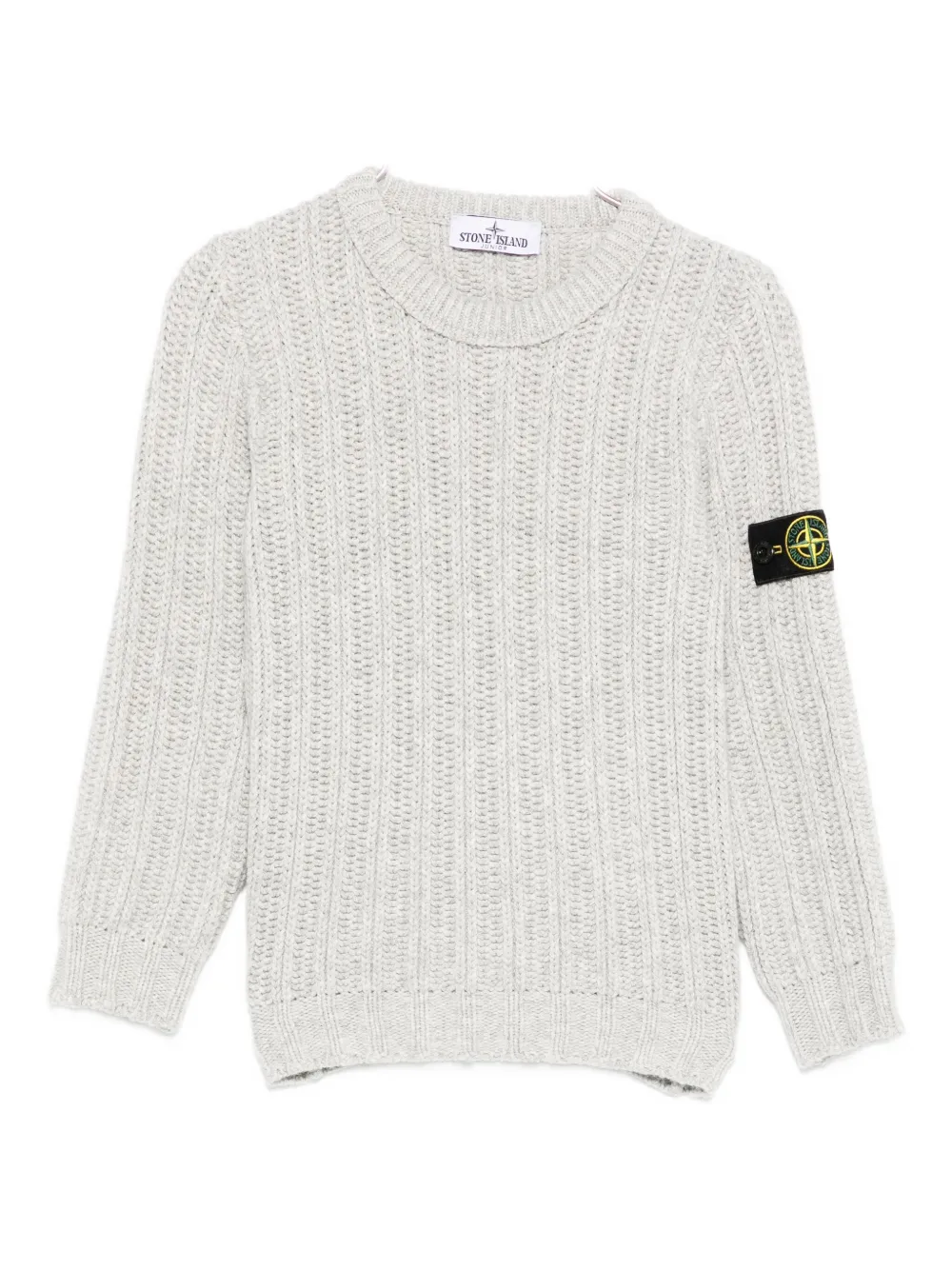 Stone Island Junior ribbed-knit logo-patch jumper Grijs