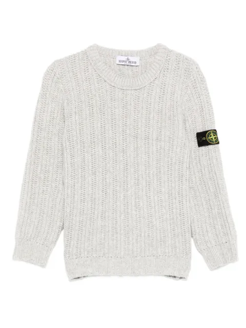 Stone Island Junior Gerippter Pullover mit Logo-Patch