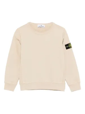 Stone Island Junior logo-patch Crew Neck Sweatshirt | Orange