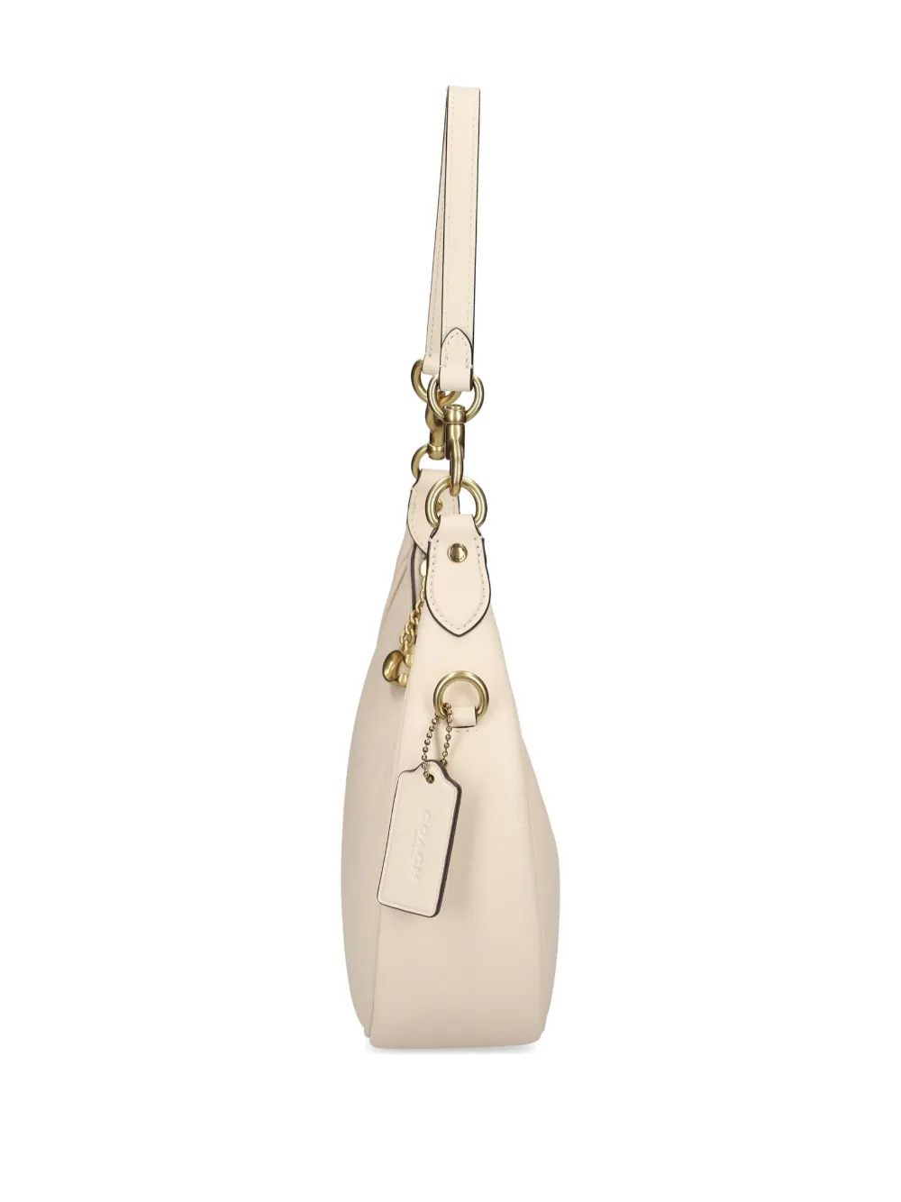 Coach Kleine Jonie 22 leren halvemaanvormige schoudertas Beige