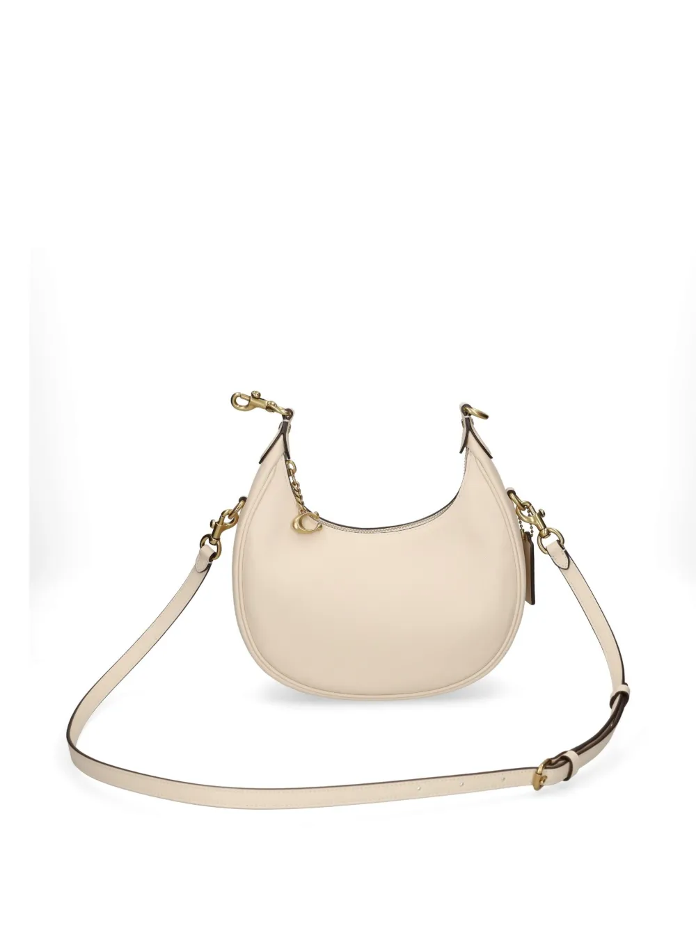 Coach Kleine Jonie 22 leren halvemaanvormige schoudertas Beige