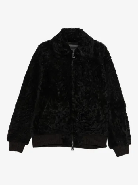 P.A.R.O.S.H. lamb-fur zip-up bomber jacket