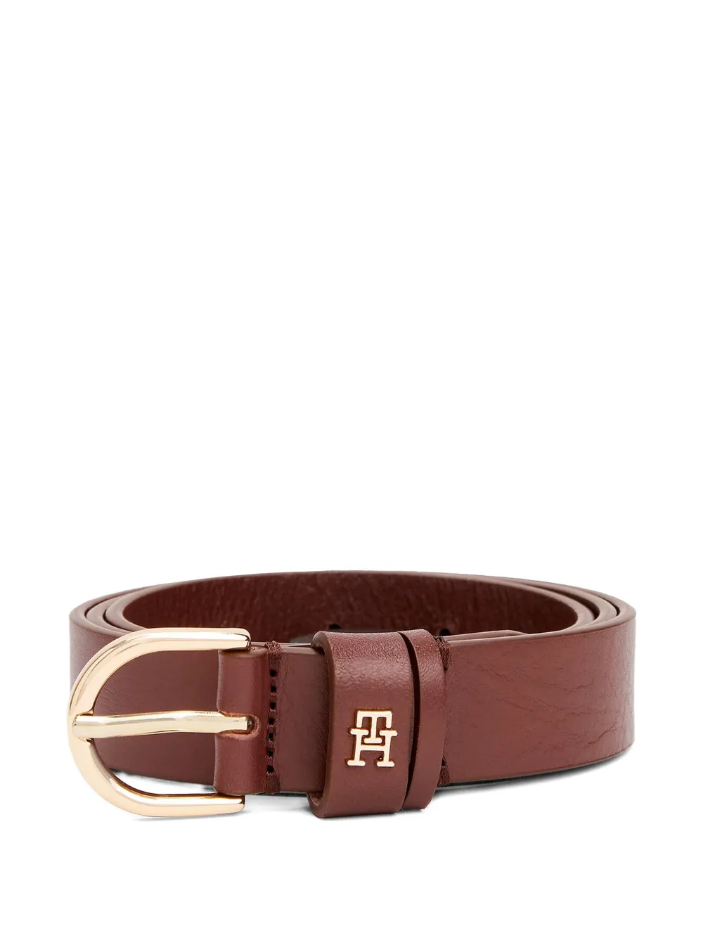 Tommy Hilfiger Leren riem met logoplakkaat Bruin